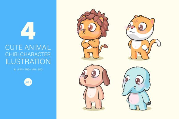 Download Cute Animal Chibi Character Ilustration - Cute Collection