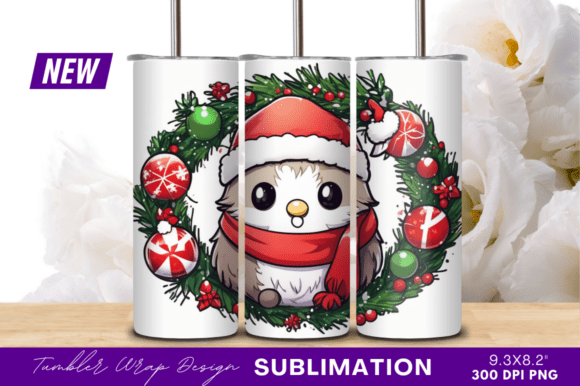 Download Cute Christmas Owl in Wreath Tumble - Cute Collection