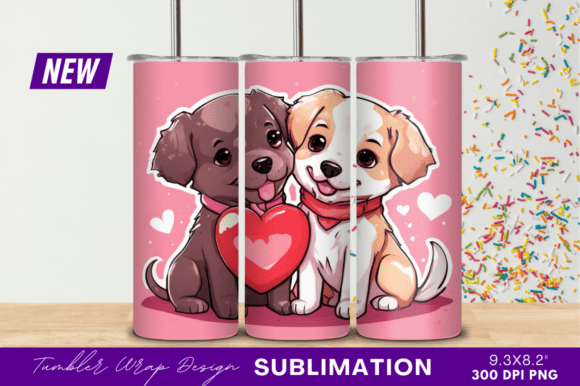 Download Two Cute Puppies with a Heart Tumbler - Cute Collection