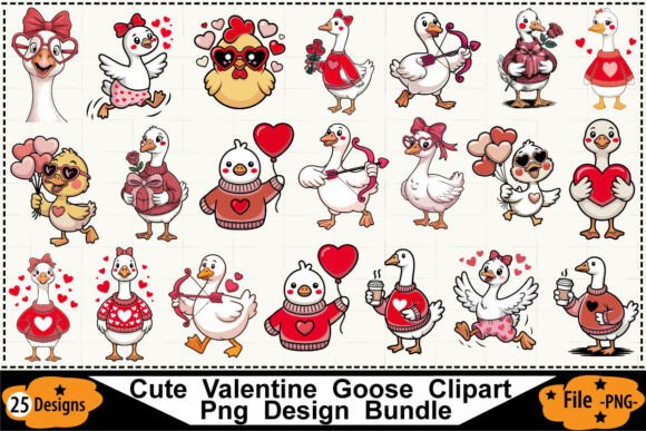 Download Cute Valentine Goose Clipart PNG Bundle - Cute Collection