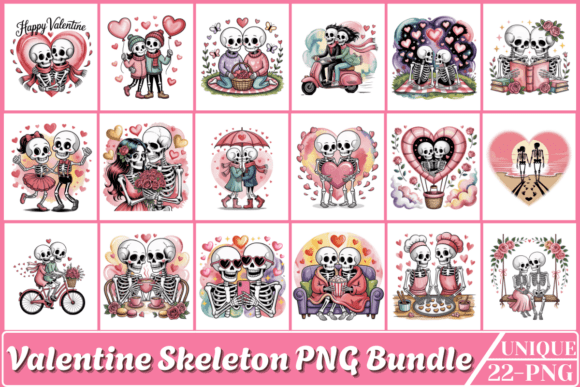 Download Cute Valentine Skeleton PNG Bundle - Cute Collection