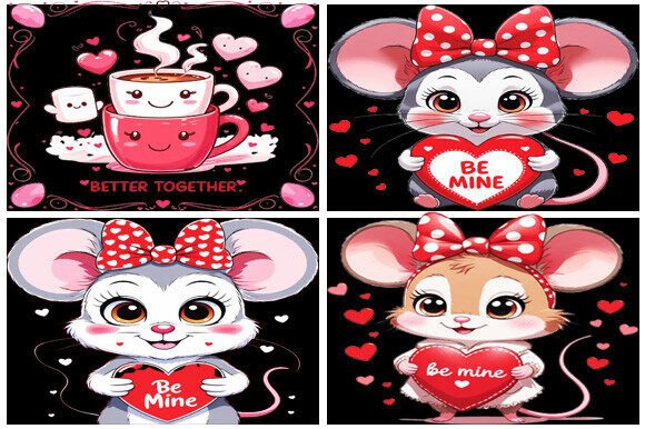 Download Cute Cartoon Mouse Valentine's Designs - Cute Collection