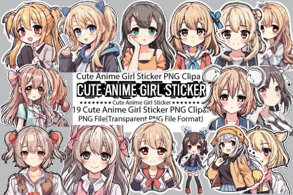 Download Cute Anime Girl Sticker Clipart Bundle - Cute Collection