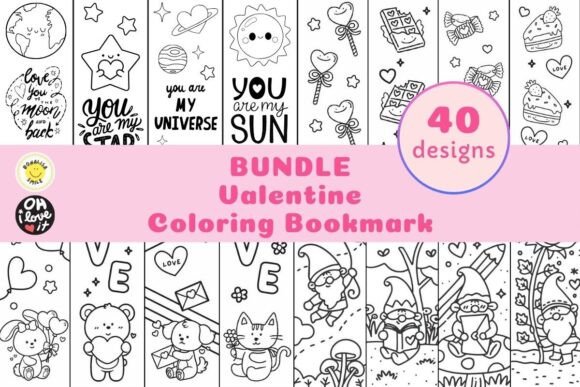 Download VALENTINE Bundle Cute Coloring Bookmarks - Cute Collection