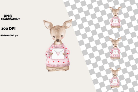 Download Cute Fawn Valentine Love Letter Clipart - Cute Collection